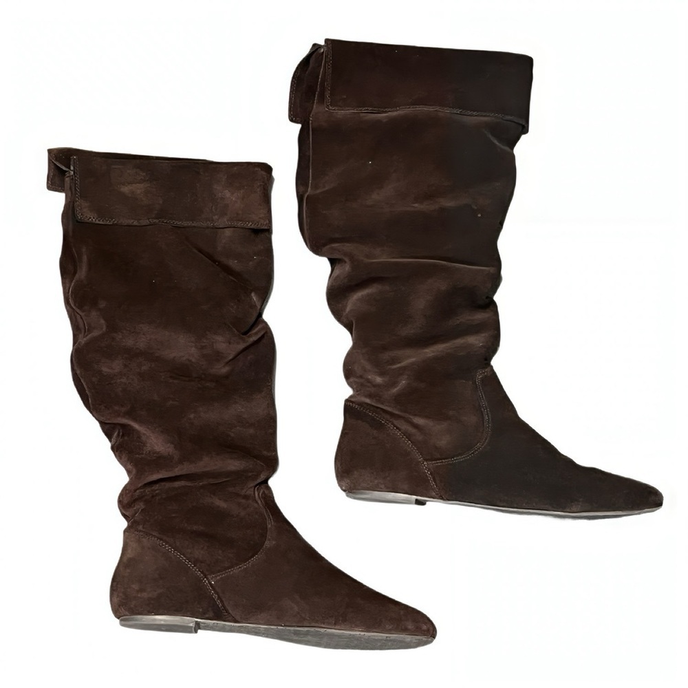 Gianni Bini Brown Suede Knee High Riding Boots Slouch Cuff Flat Womens 9.5